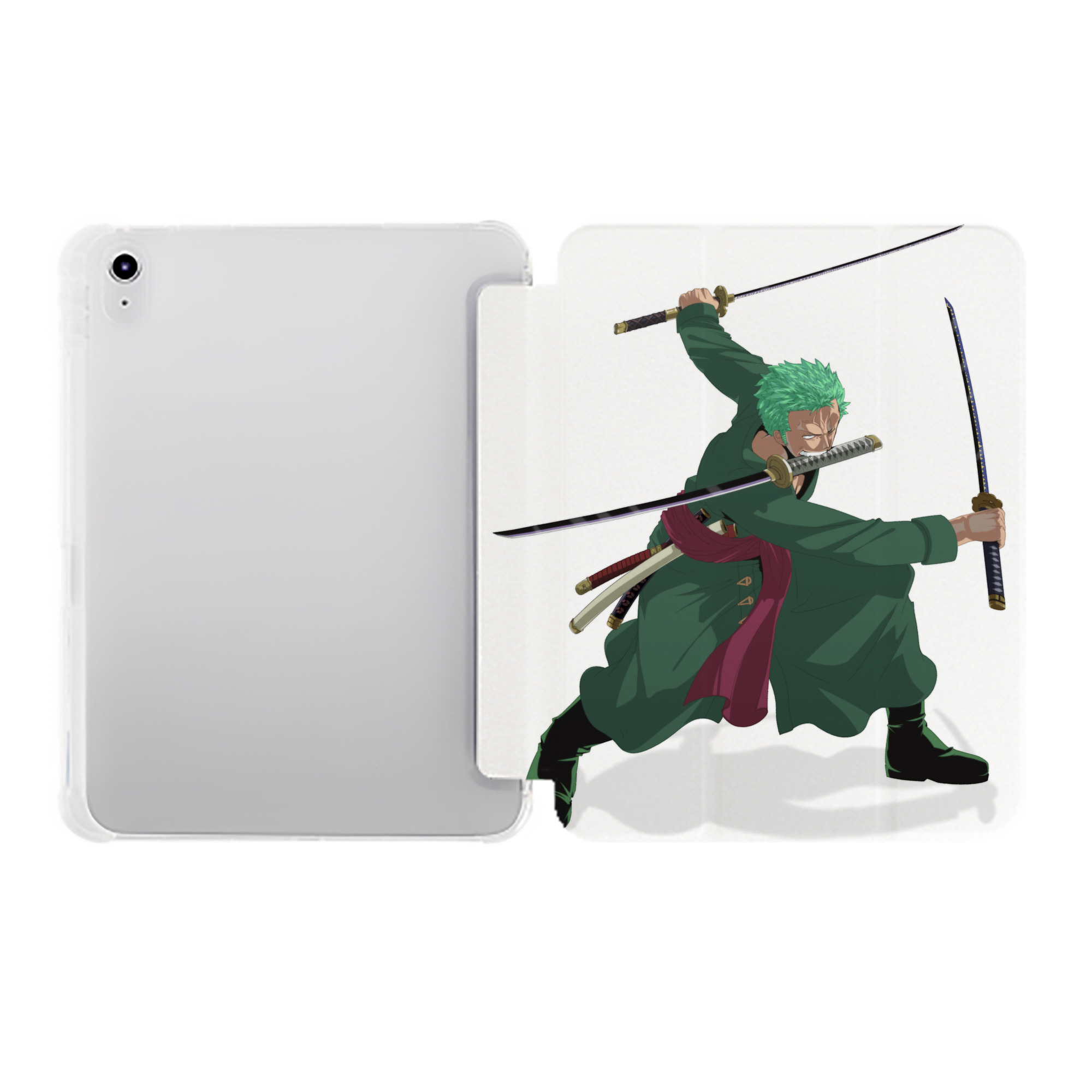 （画像用） ワンピース ロロノア・ゾロ ONE PIECE Roronoa Zoro IPad ケース ペン収納付き 三つ折りスタンド PUレザー×シリコン 対応機種9.5/10.5/10.9インチ